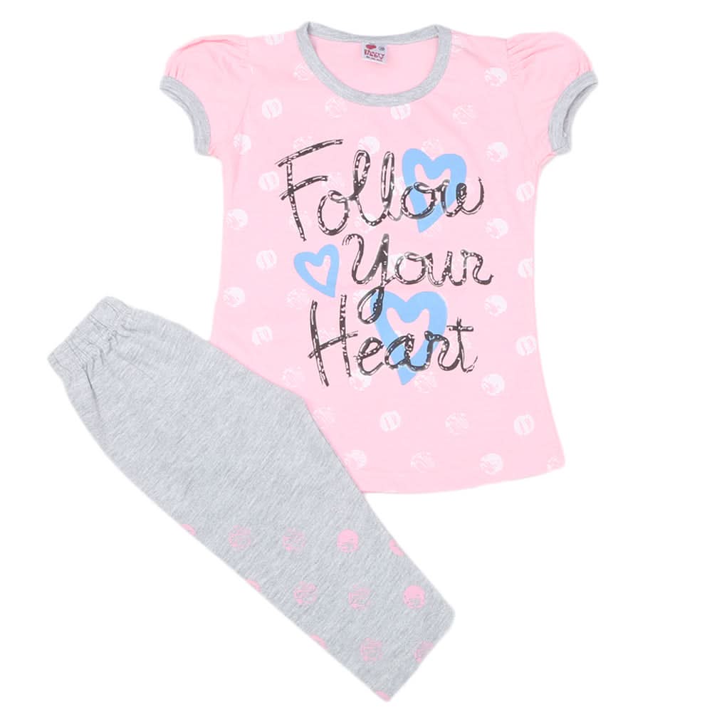 Girls Half Sleeves Suit - Pink, Kids, Girls Sets And Suits, Chase Value, Chase Value