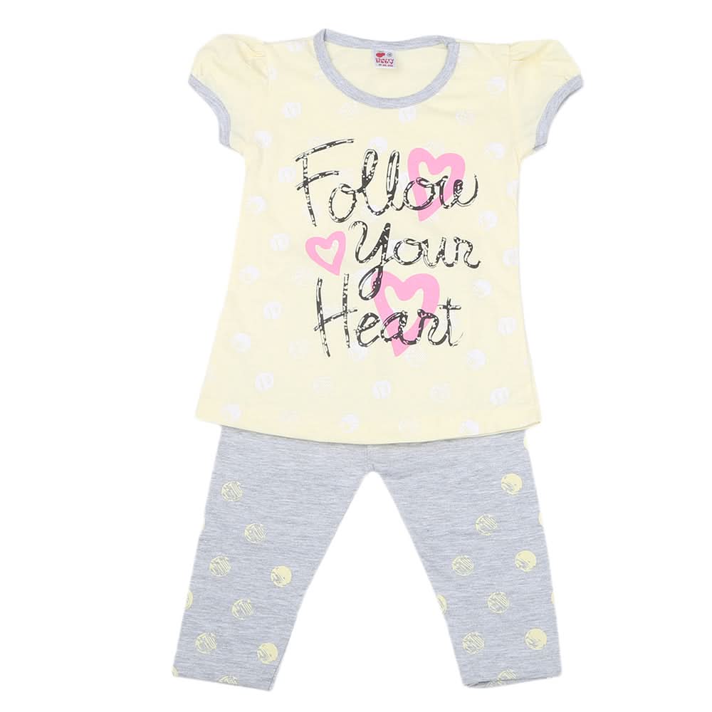 Girls Half Sleeves Suit - Lemon, Kids, Girls Sets And Suits, Chase Value, Chase Value