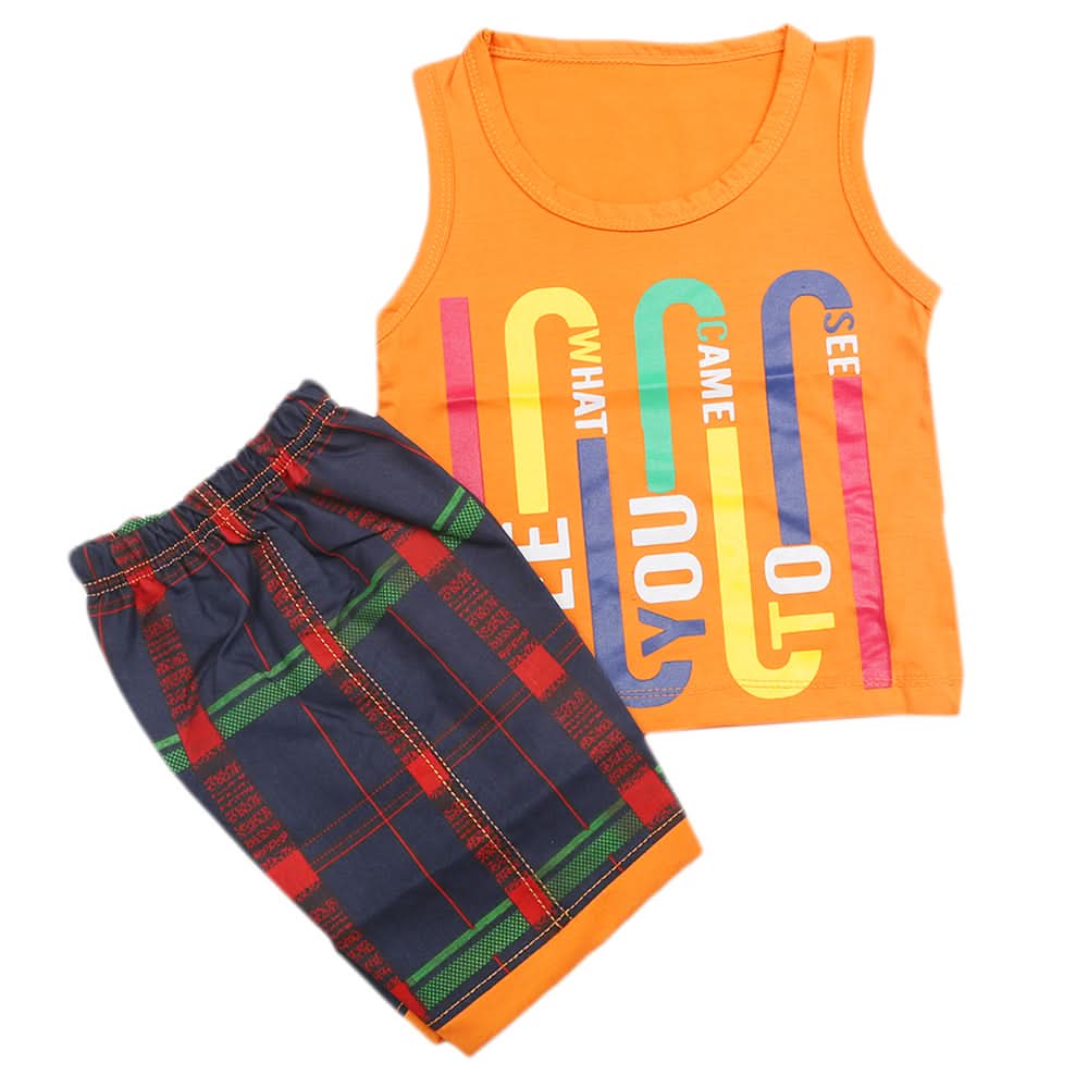 Boys Half Sleeves Sando Suit - Orange, Kids, Boys Sets And Suits, Chase Value, Chase Value