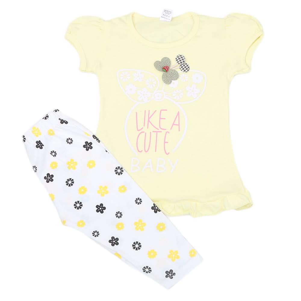 Girls Half Sleeves Suit - Lemon, Kids, Girls Sets And Suits, Chase Value, Chase Value