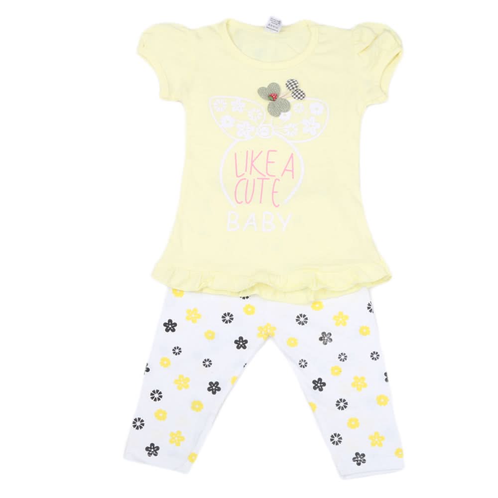 Girls Half Sleeves Suit - Lemon, Kids, Girls Sets And Suits, Chase Value, Chase Value