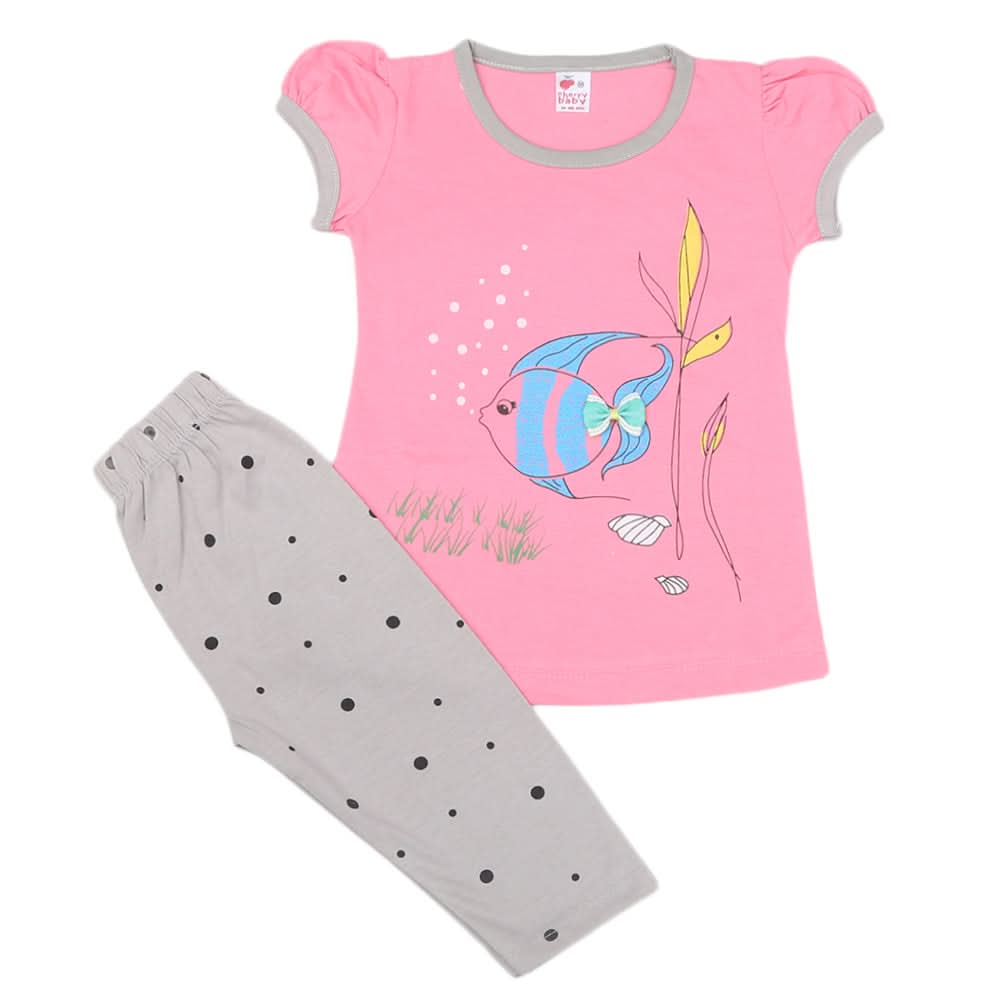 Girls Half Sleeves Suit - Pink, Kids, Girls Sets And Suits, Chase Value, Chase Value