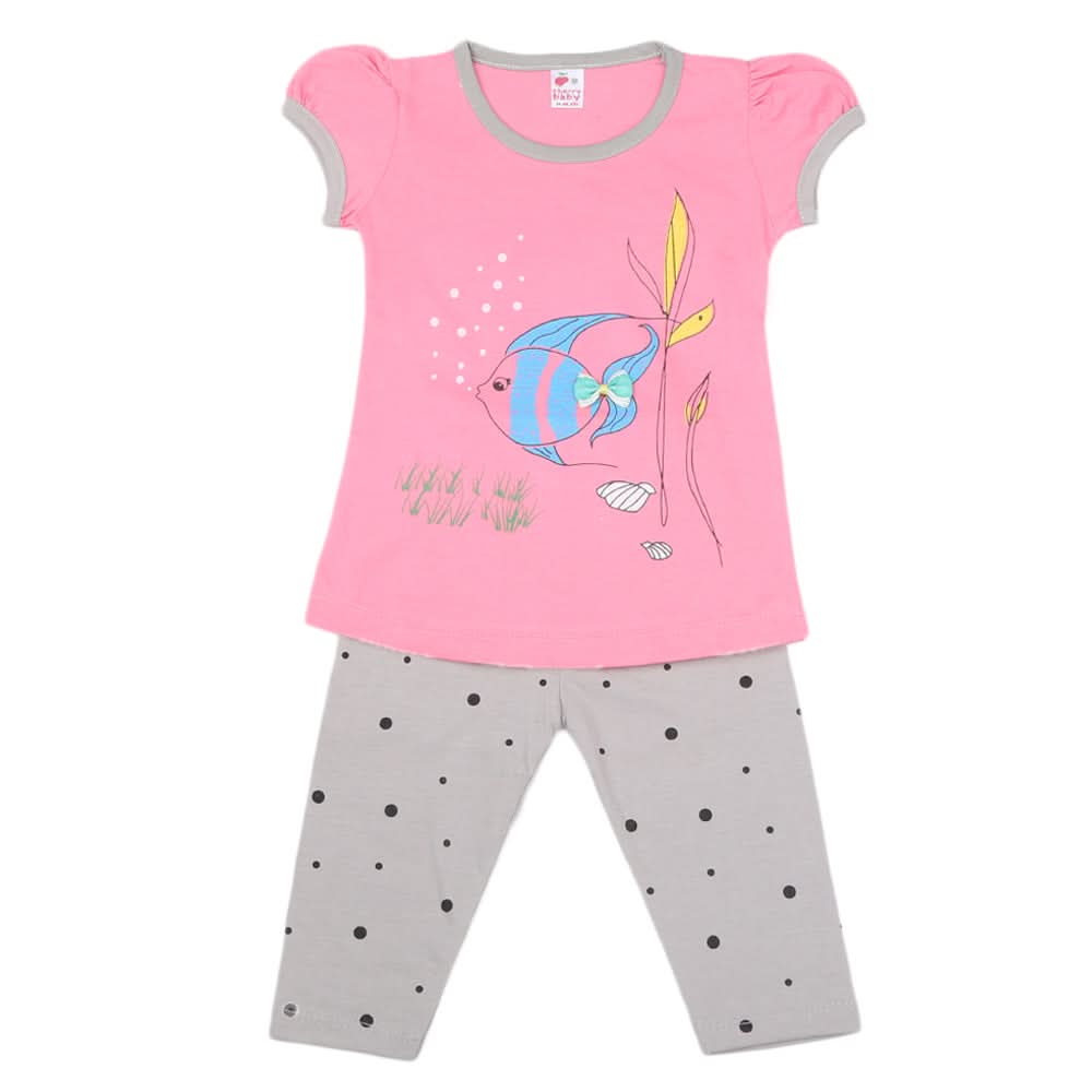 Girls Half Sleeves Suit - Pink, Kids, Girls Sets And Suits, Chase Value, Chase Value