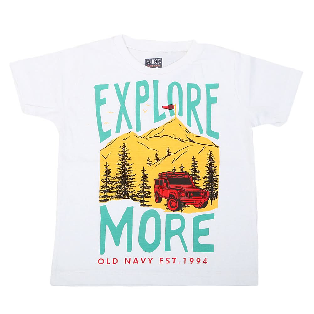 Boys Round Neck Half Sleeves T-Shirt - White, Kids, Boys T-Shirts, Chase Value, Chase Value