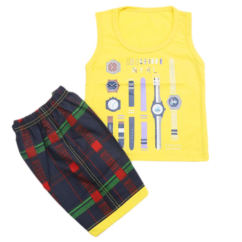 Boys Half Sleeves Sando Suit - Yellow, Kids, Boys Sets And Suits, Chase Value, Chase Value