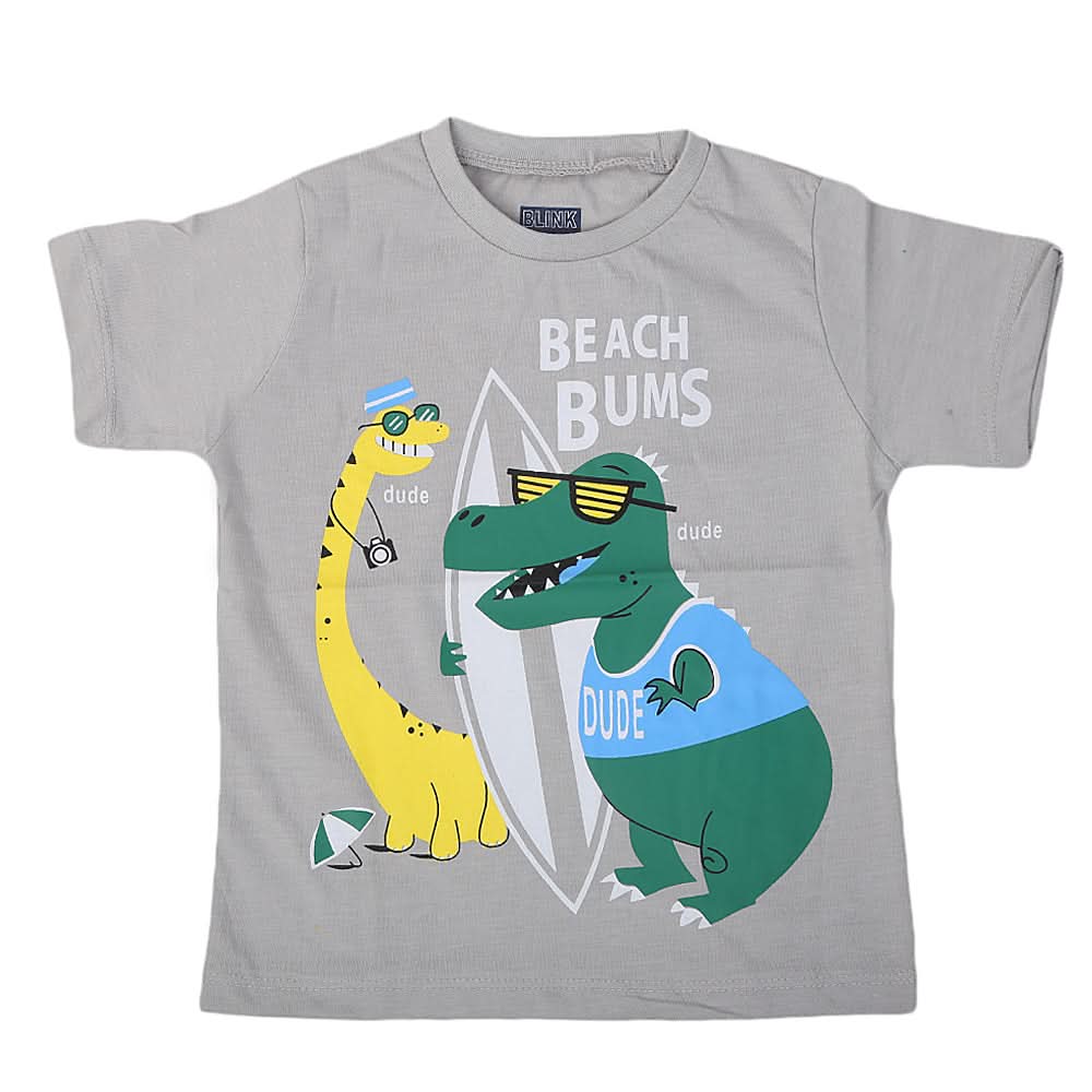 Boys Round Neck Half Sleeves T-Shirt - Grey, Kids, Boys T-Shirts, Chase Value, Chase Value