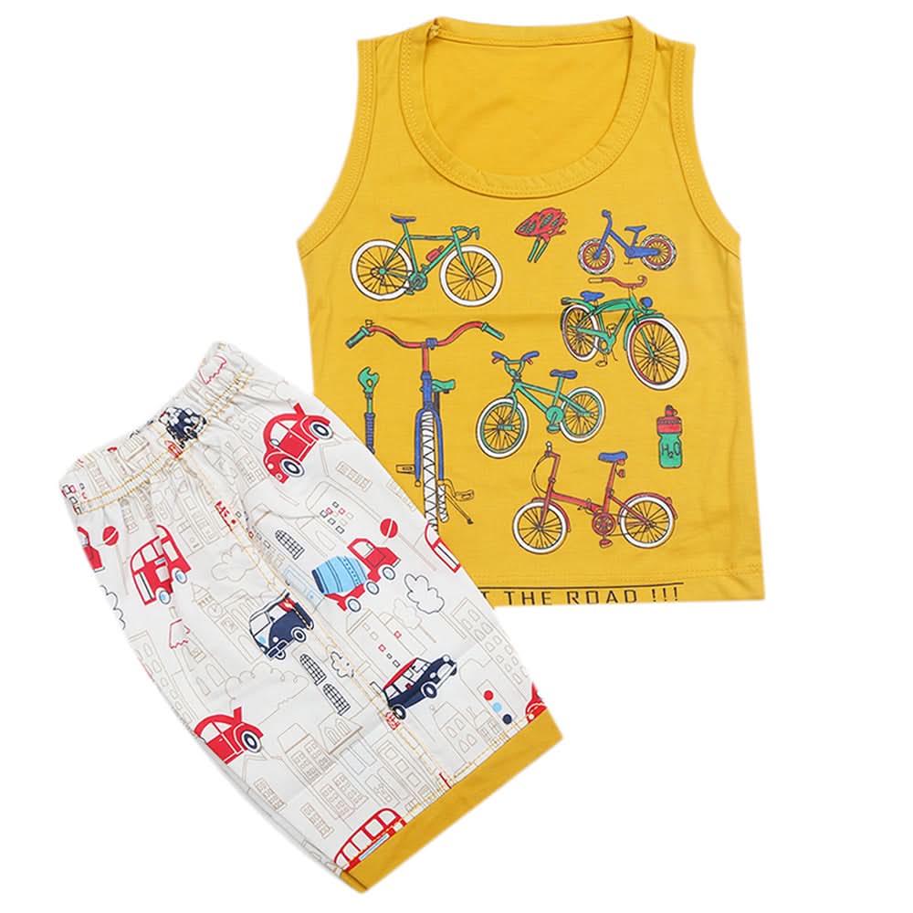 Boys Half Sleeves Sando Suit - Mustard, Kids, Boys Sets And Suits, Chase Value, Chase Value