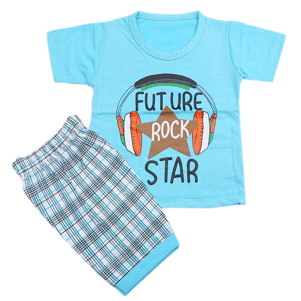 Boys Half Sleeves Short Suit - Sky Blue, Kids, Boys Sets And Suits, Chase Value, Chase Value