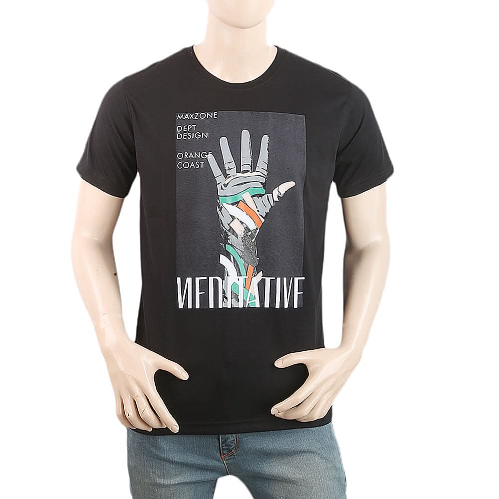 Men's Half Sleeves Printed T-Shirt - Black, Men, T-Shirts And Polos, Chase Value, Chase Value