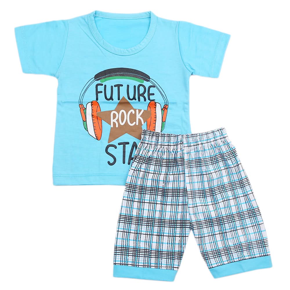 Boys Half Sleeves Short Suit - Sky Blue, Kids, Boys Sets And Suits, Chase Value, Chase Value