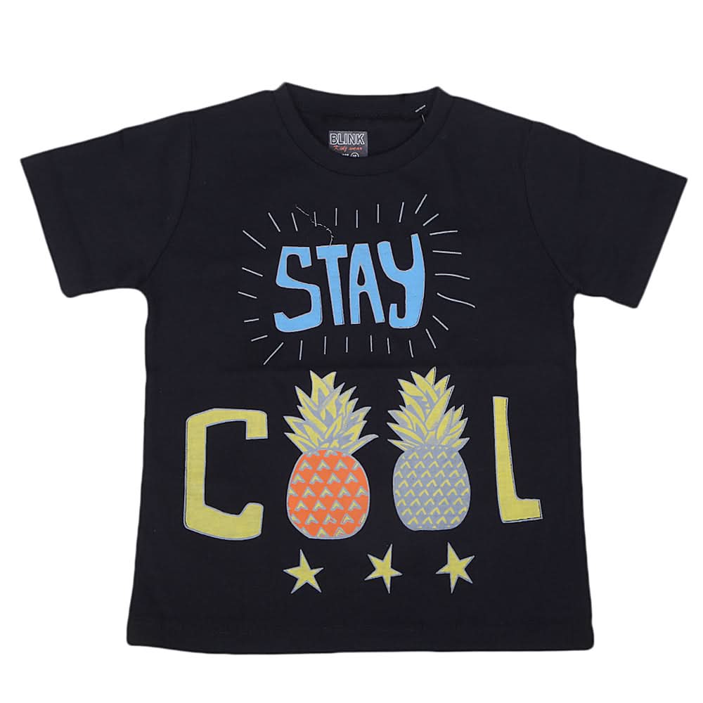 Boys Round Neck Half Sleeves T-Shirt - Black, Kids, Boys T-Shirts, Chase Value, Chase Value