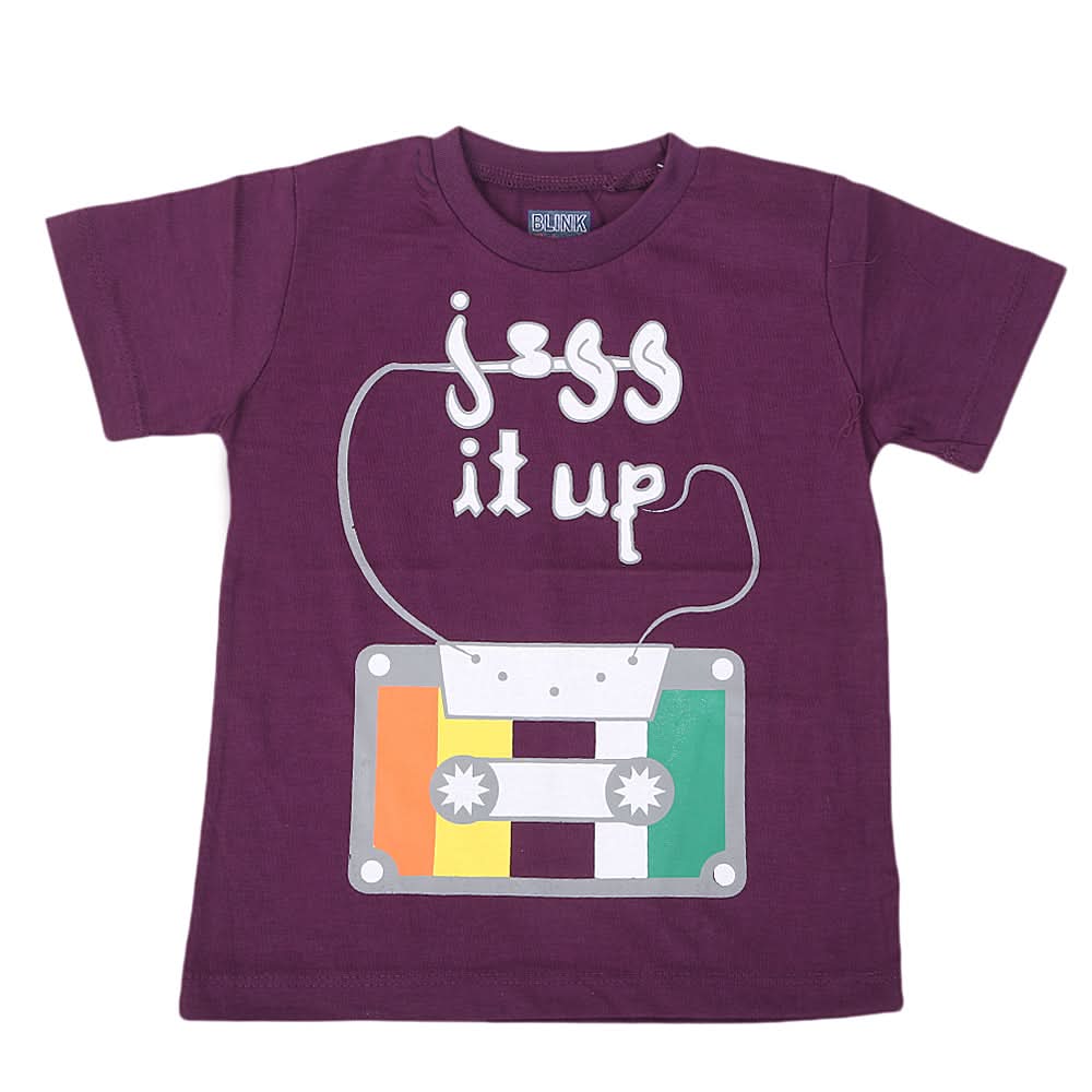 Boys Round Neck Half Sleeves T-Shirt - Purple, Kids, Boys T-Shirts, Chase Value, Chase Value