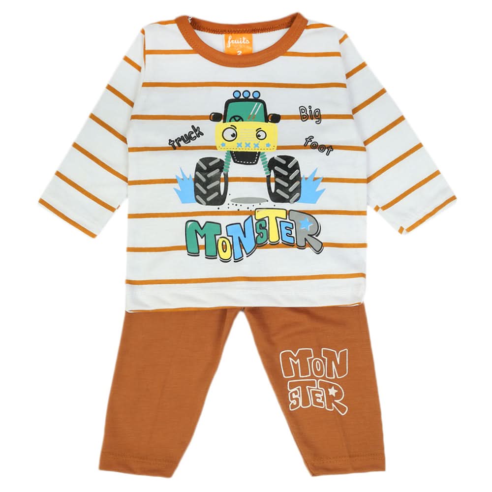 Newborn Boys Full Sleeves Suit - Brown, Newborn Boys Sets & Suits, Chase Value, Chase Value