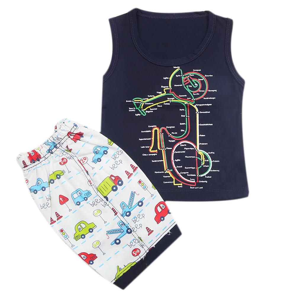 Boys Half Sleeves Sando Suit - Navy Blue, Kids, Boys Sets And Suits, Chase Value, Chase Value