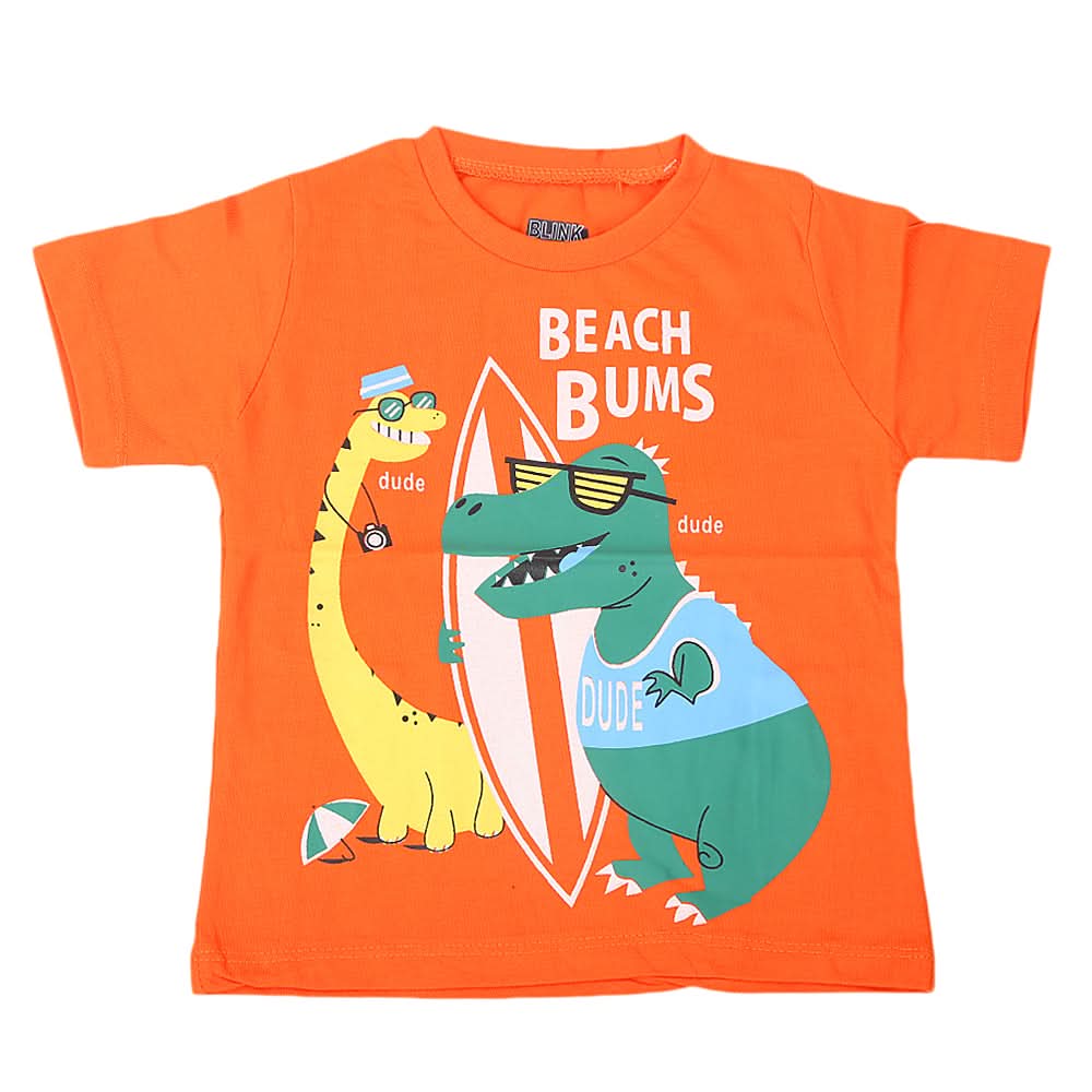Boys Round Neck Half Sleeves T-Shirt - Orange, Kids, Boys T-Shirts, Chase Value, Chase Value