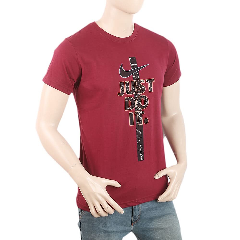 Men's Half Sleeves Printed T-Shirt - Maroon, Men, T-Shirts And Polos, Chase Value, Chase Value