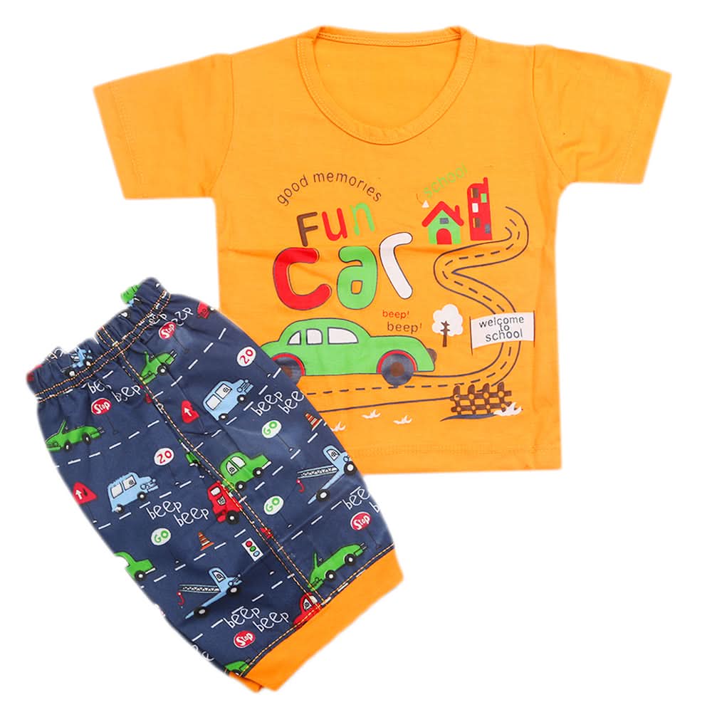 Boys Half Sleeves Short Suit - Orange, Kids, Boys Sets And Suits, Chase Value, Chase Value