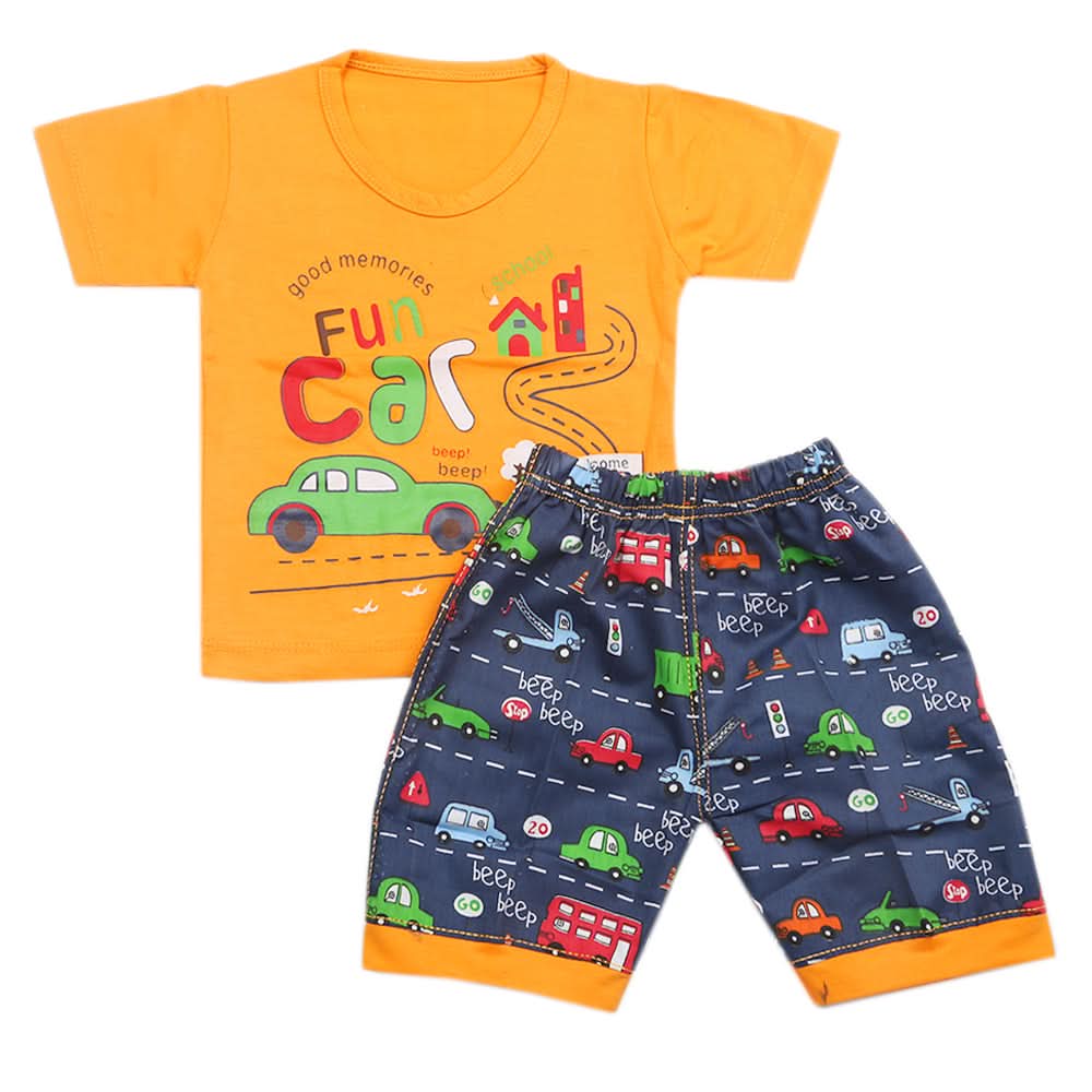 Boys Half Sleeves Short Suit - Orange, Kids, Boys Sets And Suits, Chase Value, Chase Value