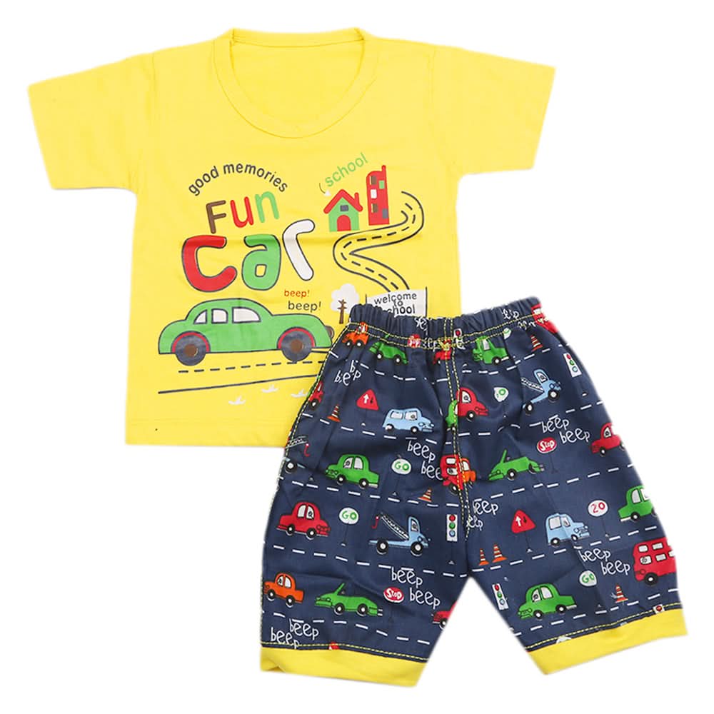 Boys Half Sleeves Short Suit - Yellow, Kids, Boys Sets And Suits, Chase Value, Chase Value