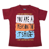 Boys Round Neck Half Sleeves T-Shirt - Maroon, Kids, Boys T-Shirts, Chase Value, Chase Value