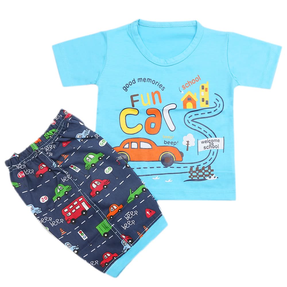 Boys Half Sleeves Short Suit - Blue, Kids, Boys Sets And Suits, Chase Value, Chase Value