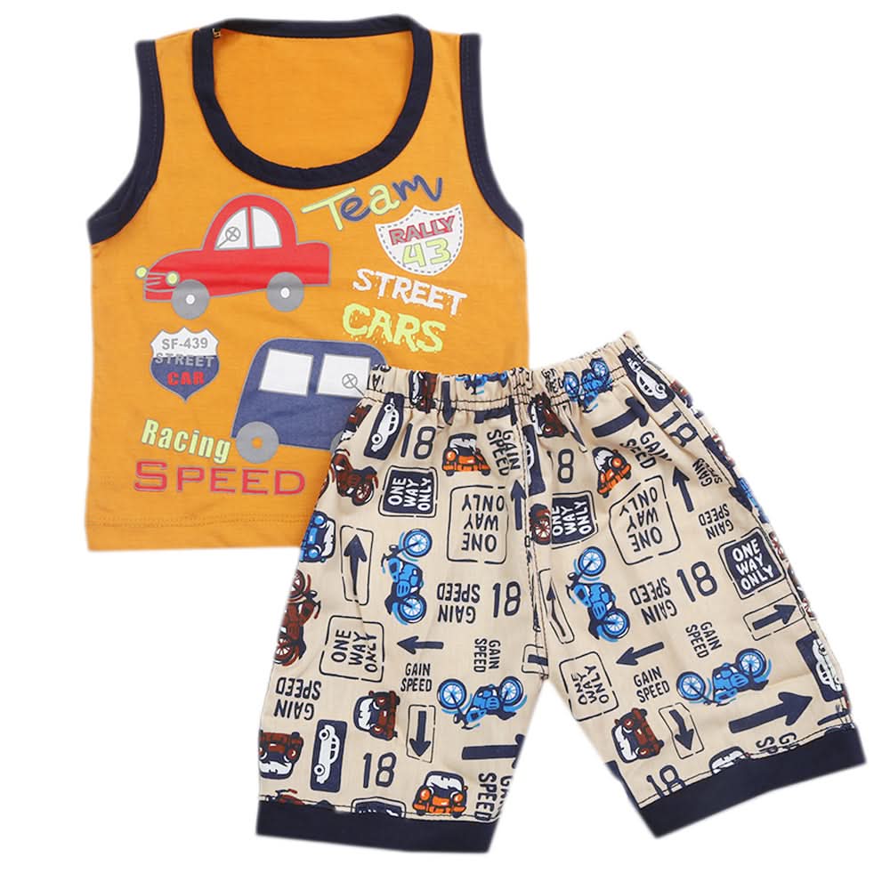 Boys Half Sleeves Sando Suit - Brown, Kids, Boys Sets And Suits, Chase Value, Chase Value