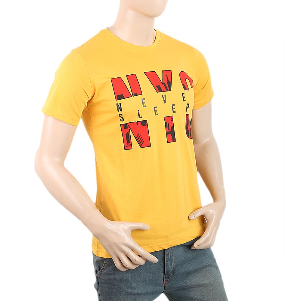 Men's Half Sleeves Printed T-Shirt - Yellow, Men, T-Shirts And Polos, Chase Value, Chase Value