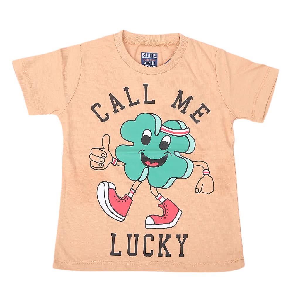 Boys Round Neck Half Sleeves T-Shirt - Peach, Kids, Boys T-Shirts, Chase Value, Chase Value