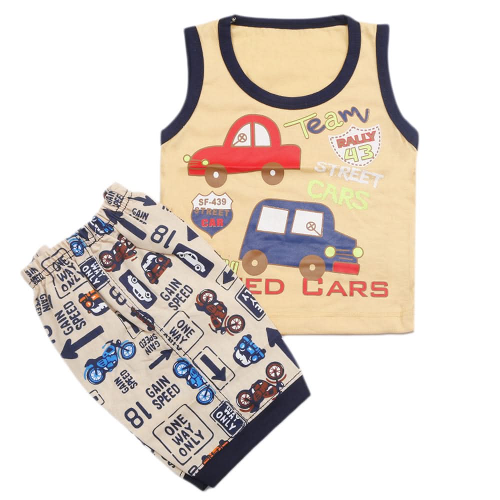 Boys Half Sleeves Sando Suit - Light Brown, Kids, Boys Sets And Suits, Chase Value, Chase Value