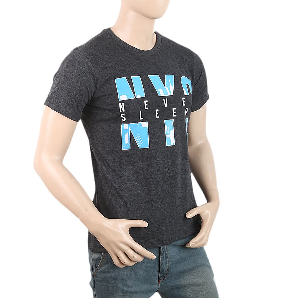 Men's Half Sleeves Printed T-Shirt - Dark Grey, Men, T-Shirts And Polos, Chase Value, Chase Value