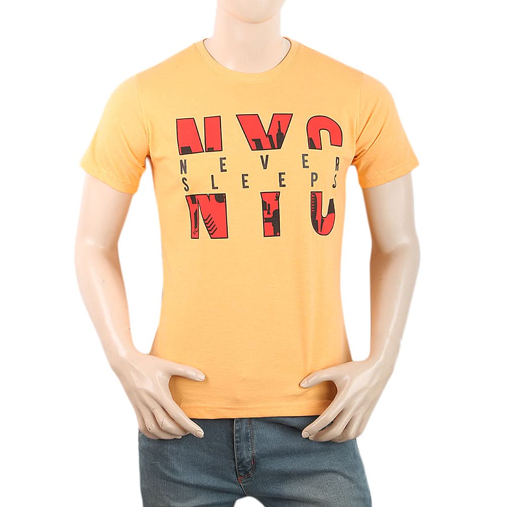 Men's Half Sleeves Printed T-Shirt - Peach, Men, T-Shirts And Polos, Chase Value, Chase Value
