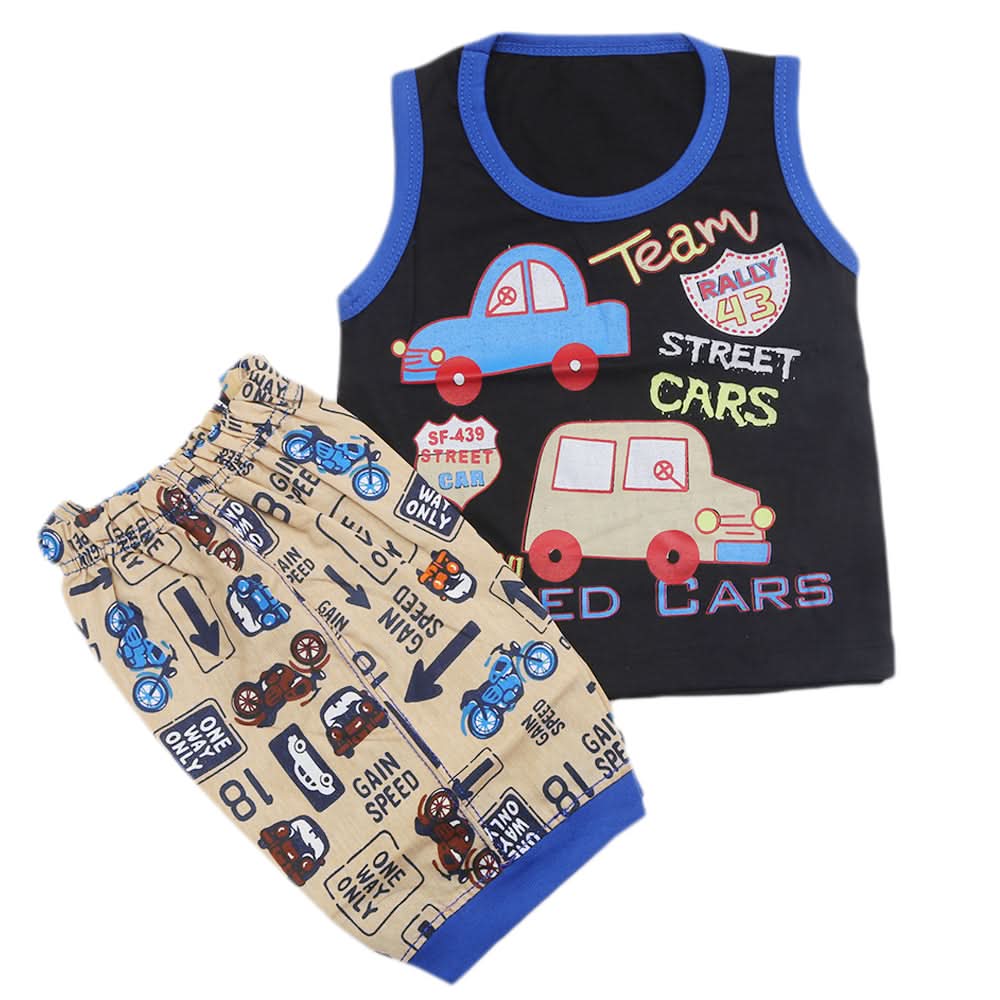Boys Half Sleeves Sando Suit - Black, Kids, Boys Sets And Suits, Chase Value, Chase Value