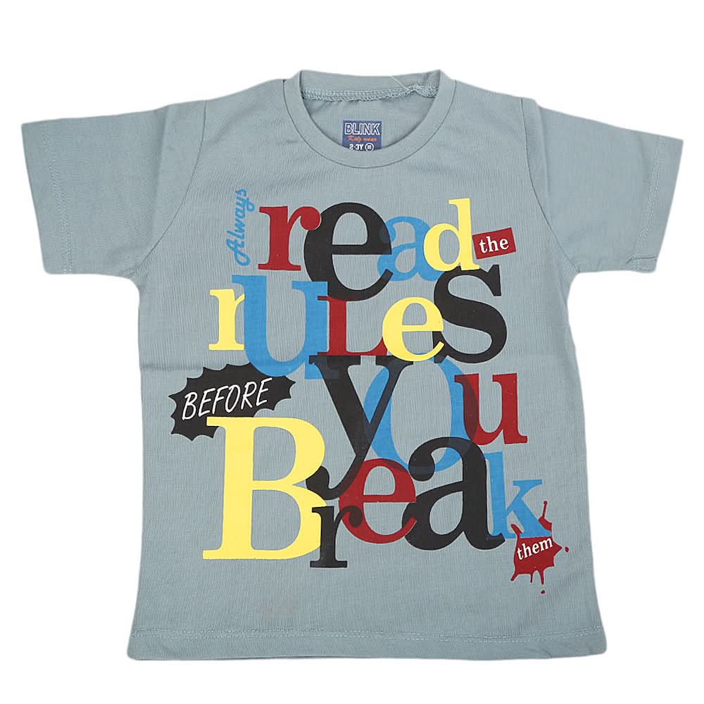 Boys Round Neck Half Sleeves T-Shirt - Grey, Kids, Boys T-Shirts, Chase Value, Chase Value