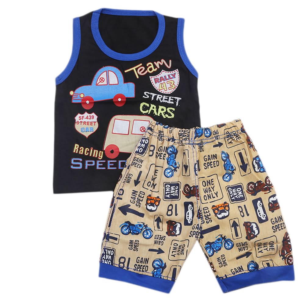 Boys Half Sleeves Sando Suit - Black, Kids, Boys Sets And Suits, Chase Value, Chase Value