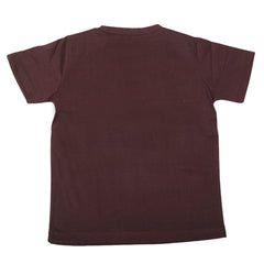 Boys Round Neck Half Sleeves T-Shirt - Brown, Kids, Boys T-Shirts, Chase Value, Chase Value