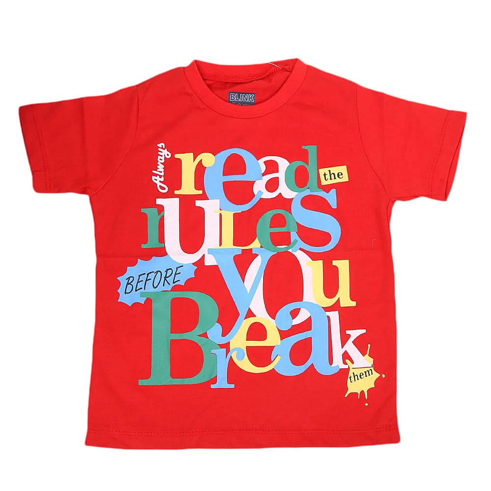 Boys Round Neck Half Sleeves T-Shirt - Red, Kids, Boys T-Shirts, Chase Value, Chase Value