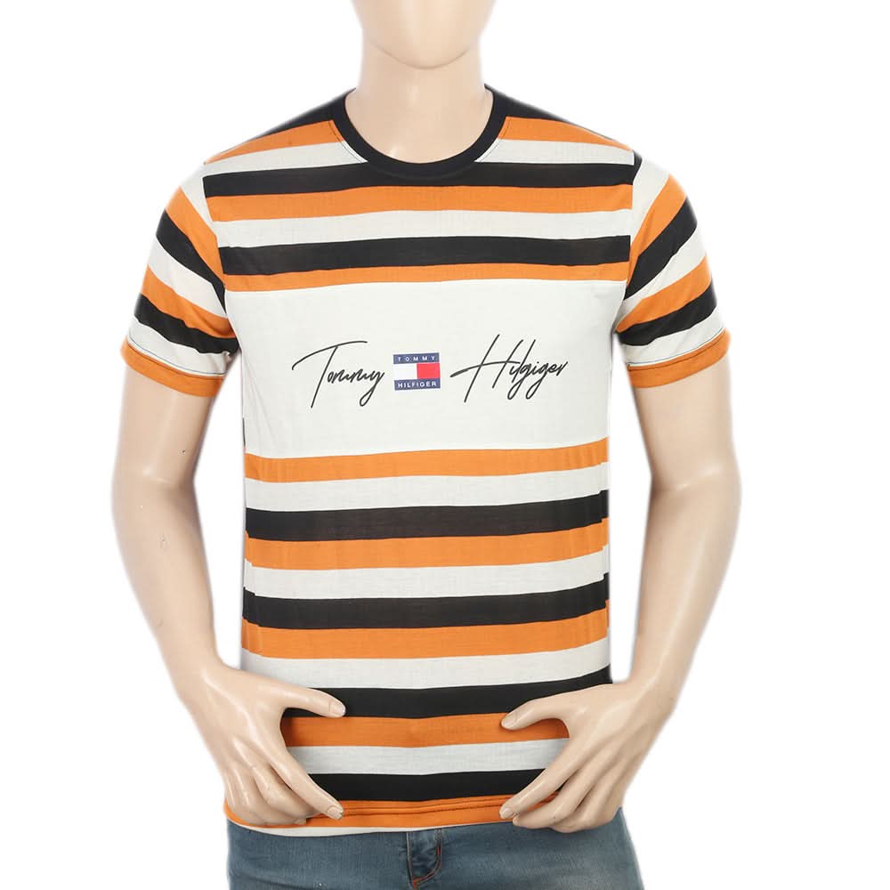 Men's Half Sleeves Yarn Dyed Round Neck T-Shirt - White, Men, T-Shirts And Polos, Chase Value, Chase Value