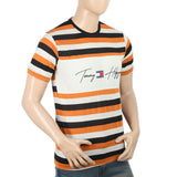 Men's Half Sleeves Yarn Dyed Round Neck T-Shirt - White, Men, T-Shirts And Polos, Chase Value, Chase Value
