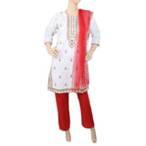 Women's Embroidered 3Pcs Suit - White, Women, Shalwar Suits, Chase Value, Chase Value