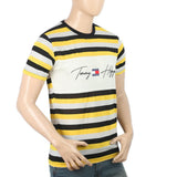 Men's Half Sleeves Yarn Dyed Round Neck T-Shirt - Yellow, Men, T-Shirts And Polos, Chase Value, Chase Value