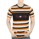 Men's Half Sleeves Yarn Dyed Round Neck T-Shirt - Black, Men, T-Shirts And Polos, Chase Value, Chase Value