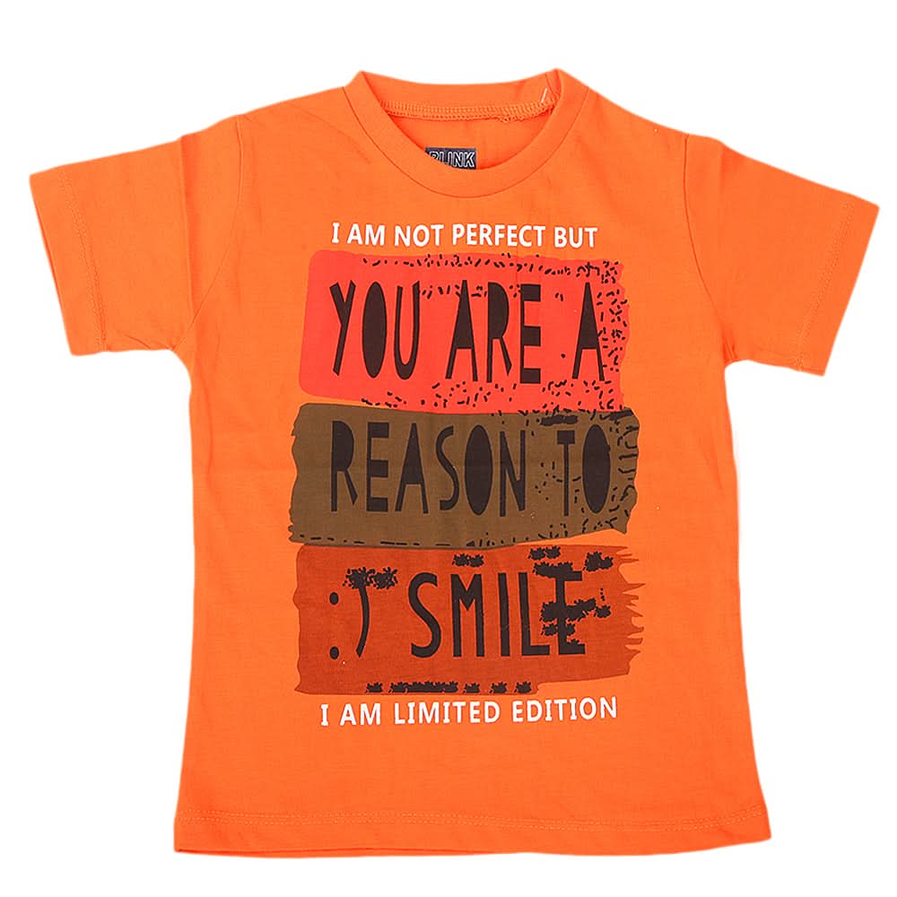 Boys Round Neck Half Sleeves T-Shirt - Orange, Kids, Boys T-Shirts, Chase Value, Chase Value