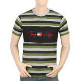 Men's Half Sleeves Yarn Dyed Round Neck T-Shirt - Green, Men, T-Shirts And Polos, Chase Value, Chase Value