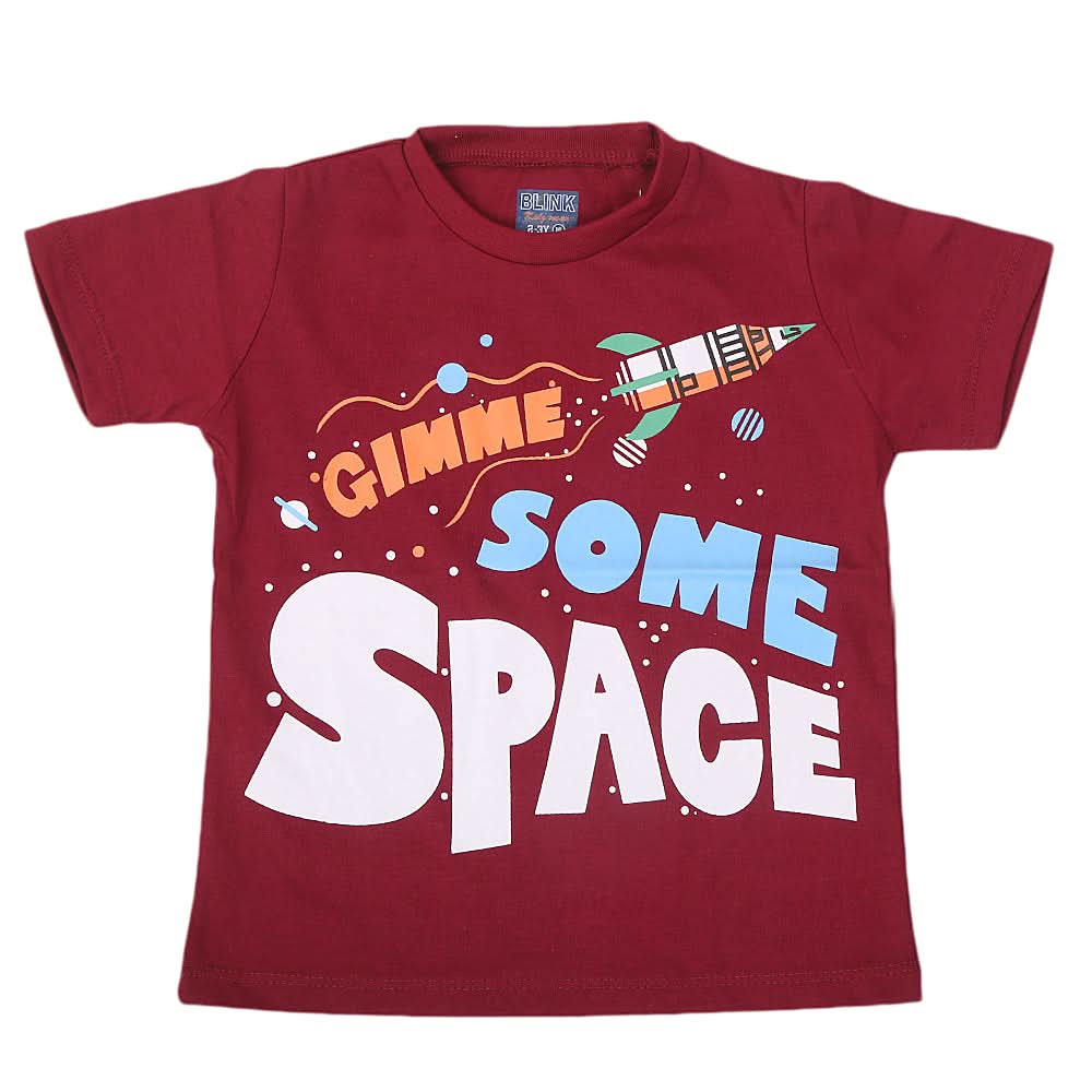 Boys Round Neck Half Sleeves T-Shirt - Maroon, Kids, Boys T-Shirts, Chase Value, Chase Value