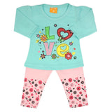 Newborn Girls Full Sleeves Suit - Cyan, Newborn Girls Sets & Suits, Chase Value, Chase Value