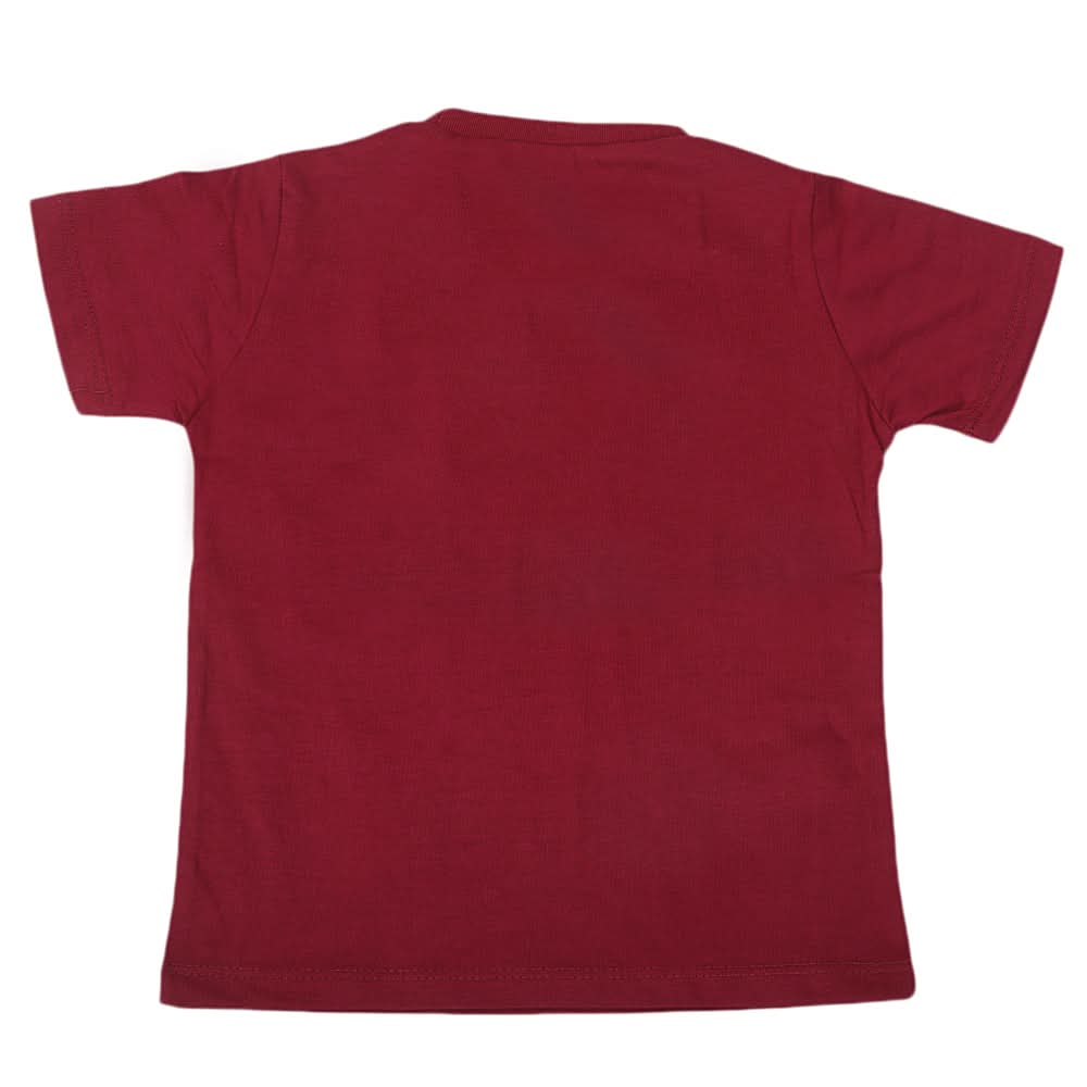 Boys Round Neck Half Sleeves T-Shirt - Maroon, Kids, Boys T-Shirts, Chase Value, Chase Value