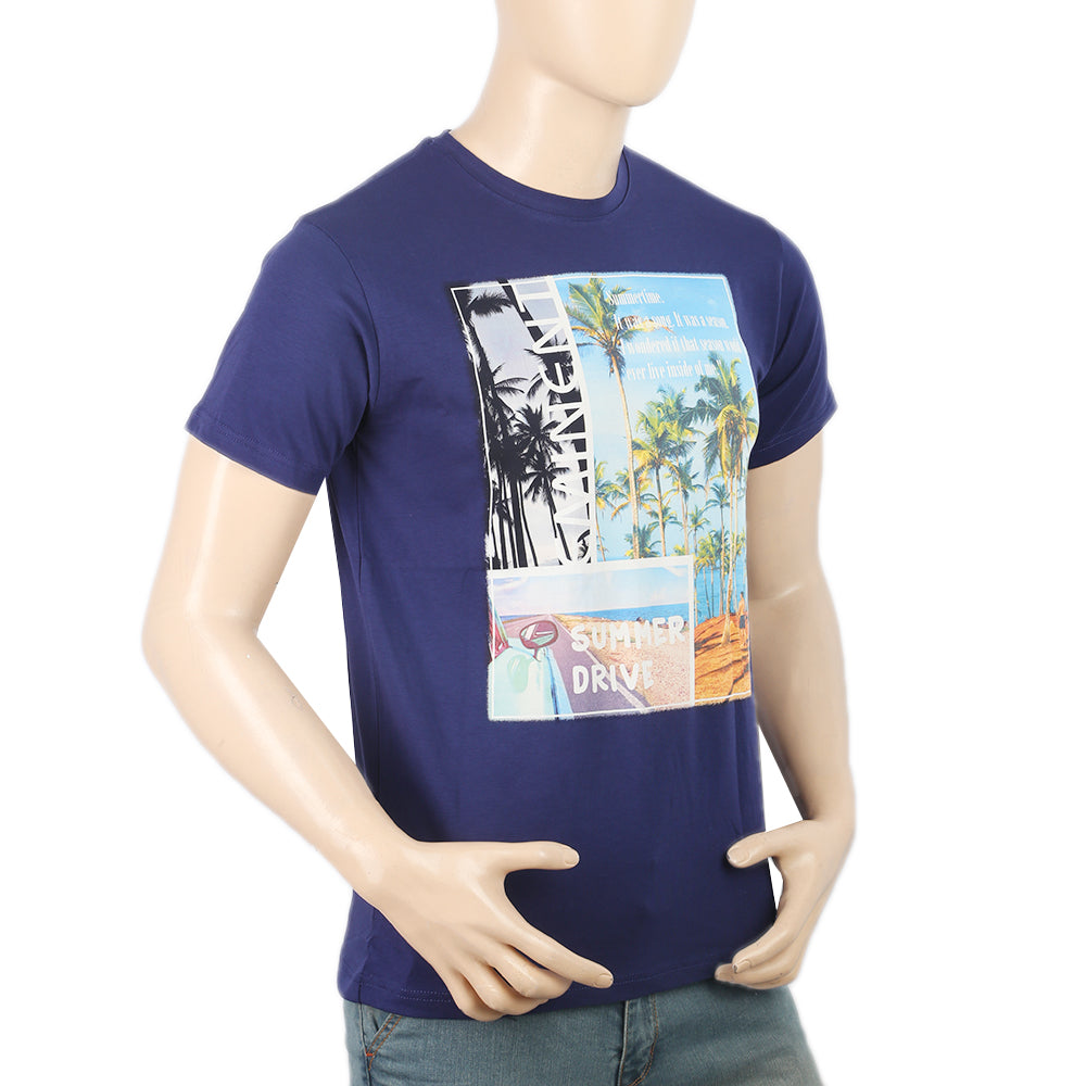 Men's Half Sleeves Digital Printed T-Shirt - Navy Blue, Men, T-Shirts And Polos, Chase Value, Chase Value