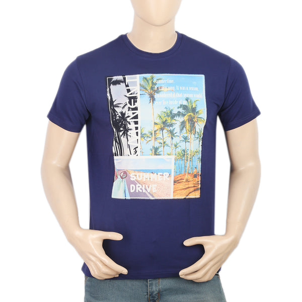 Men's Half Sleeves Digital Printed T-Shirt - Navy Blue, Men, T-Shirts And Polos, Chase Value, Chase Value