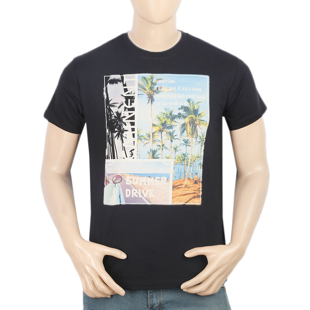 Men's Half Sleeves Digital Printed T-Shirt - Black, Men, T-Shirts And Polos, Chase Value, Chase Value