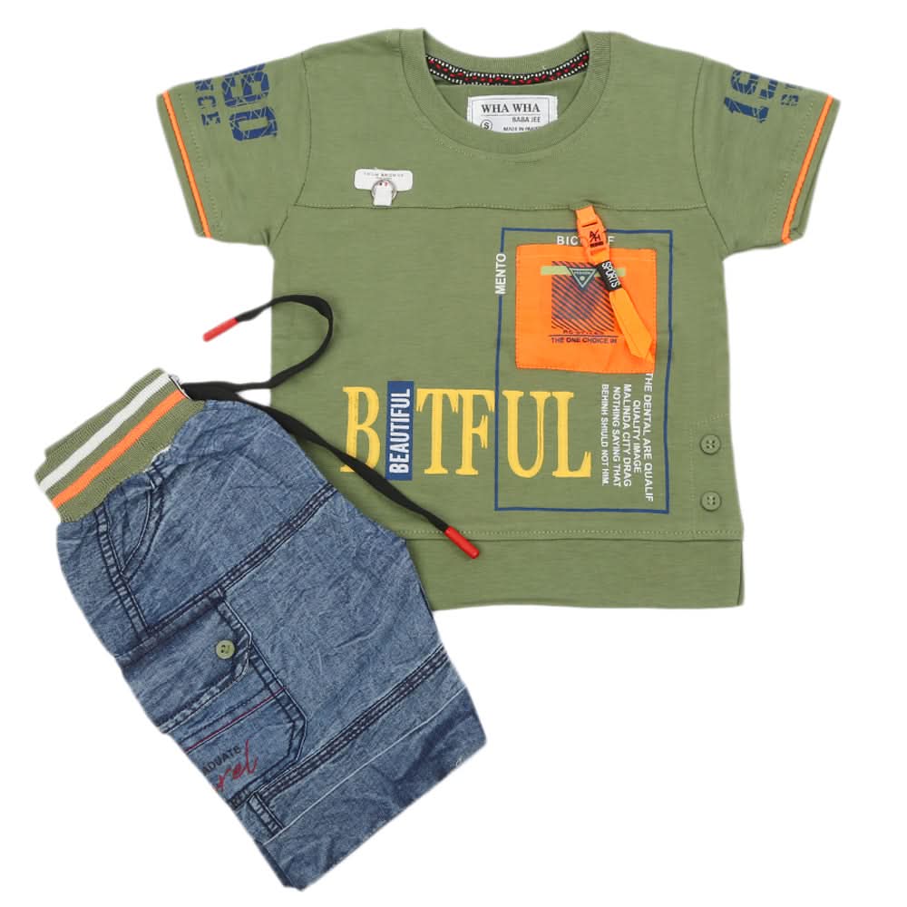 Boys Half Sleeves Suit - Green, Boys Sets & Suits, Chase Value, Chase Value